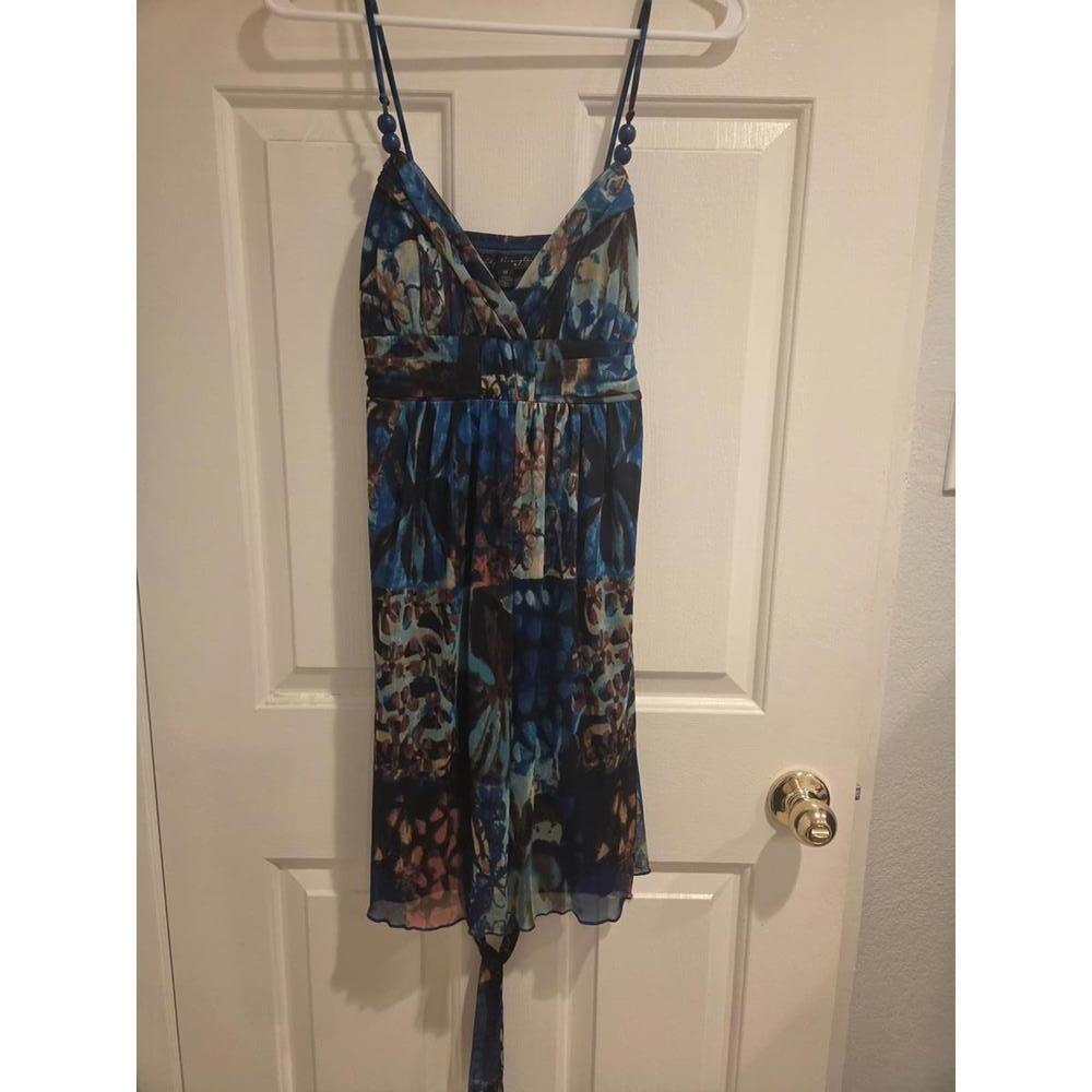 City Triangles y2k Blue Multi-Color Floral Print Spaghetti Strap Dress, Size M